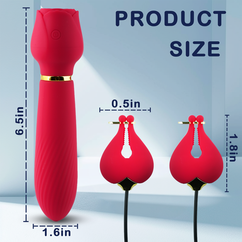 2-in-1 Vibrating Nipple Clamps G Spot Wand Vibrators for Women, Female Adult Sex Toys 10 Powerful Vibration