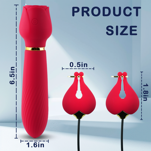 2-in-1 Vibrating Nipple Clamps G Spot Wand Vibrators for Women, Female Adult Sex Toys 10 Powerful Vibration