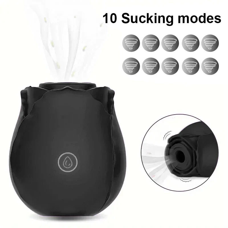 Black rose toy-Female Sex ToysWith 10 Sucking Modes, G-Spot Vibrator Adult Sex Toys