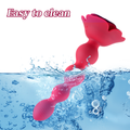 Rose Anal Beads - Flexible Anal Sex Toys with 10 Rotate Twist and Vibrating Modes