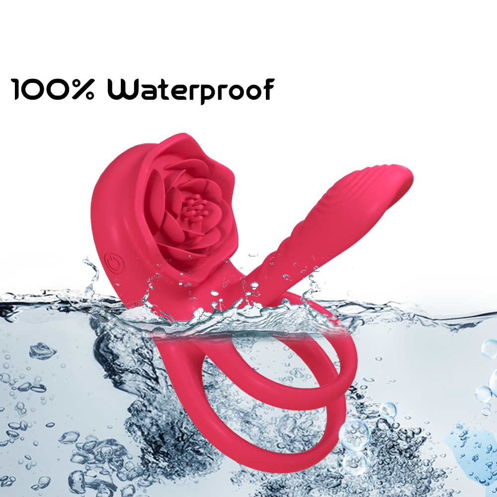 Red Penis Vibrator Cock Ring for Couples Vibrating Erection Sex Adult Toys Adjustable Cockring Clit Stimulator G-spot Vibrator with 10 Modes Male Pleasure