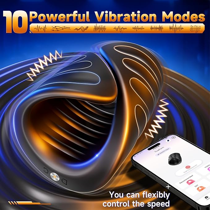 Male Masturbator Penis Training Vibrator with APP Control, Vibrating Sex Toy Strokers Glans Trainer Stimulator