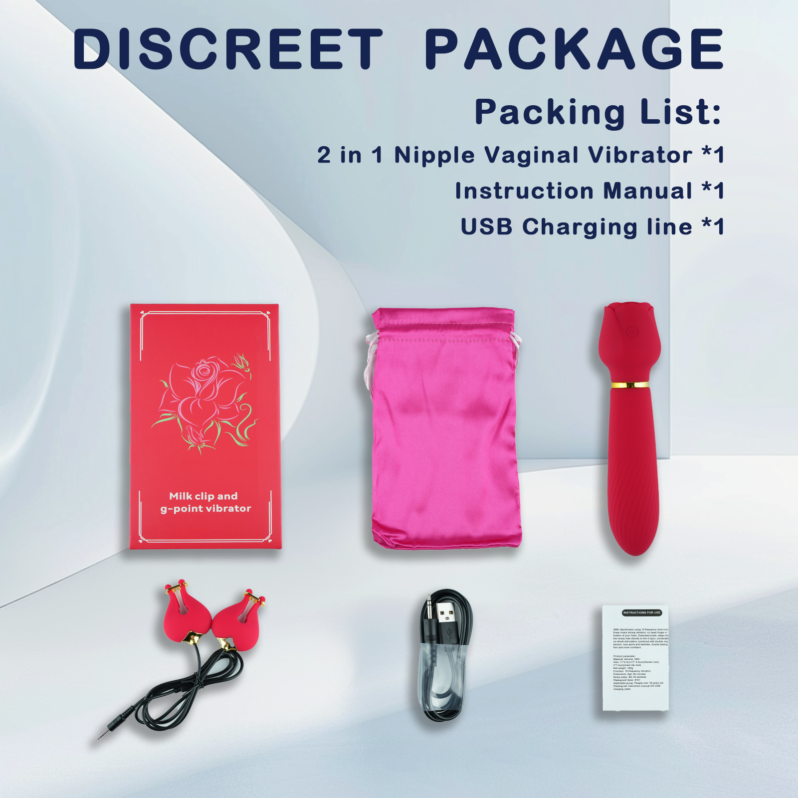 2-in-1 Vibrating Nipple Clamps G Spot Wand Vibrators for Women, Female Adult Sex Toys 10 Powerful Vibration