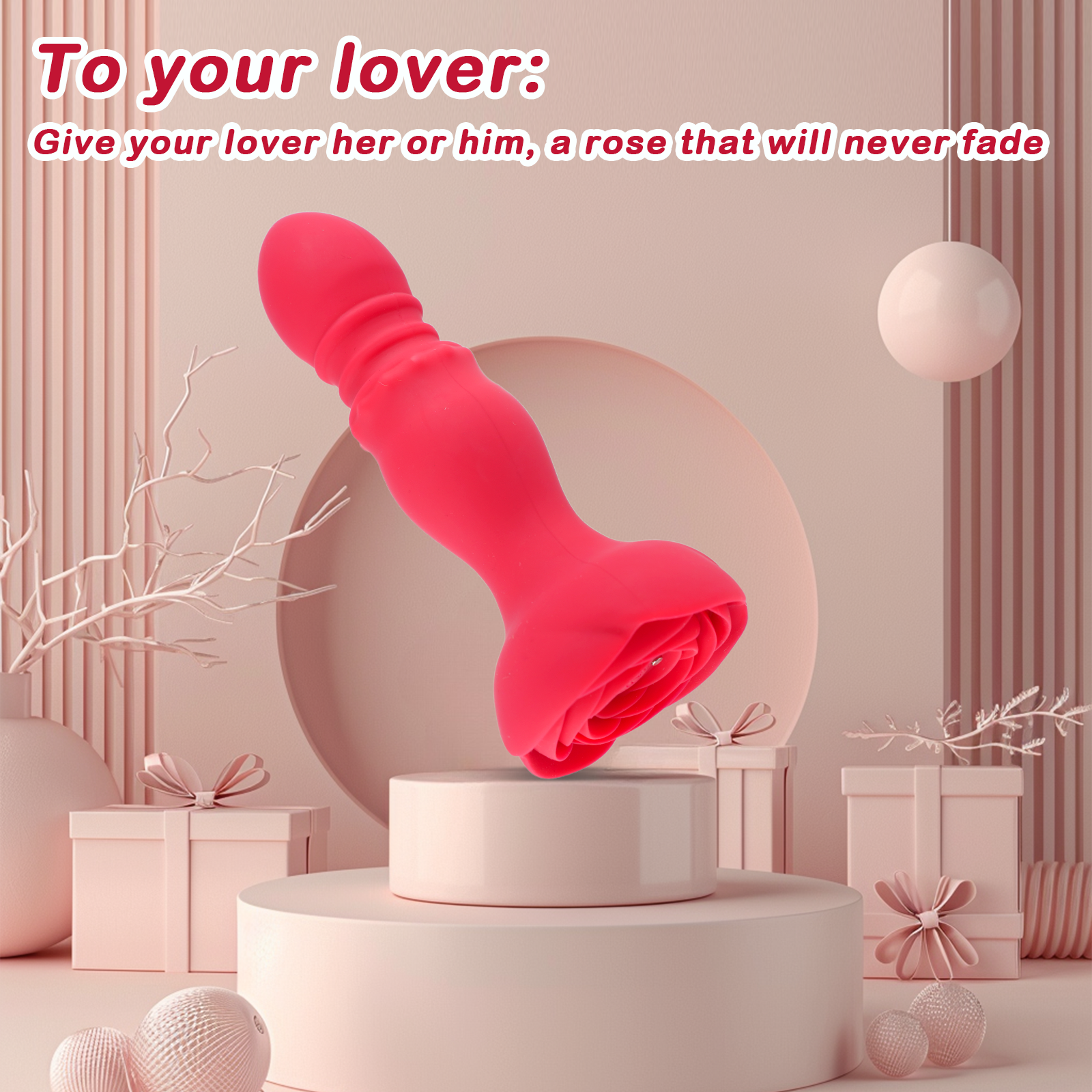 Thrusting Vibrating Anal Plug Vibrator Prostate Massager, Remote Control Rose Adult Sex Toys with 10 Vibrating & 6 Thrusting Modes