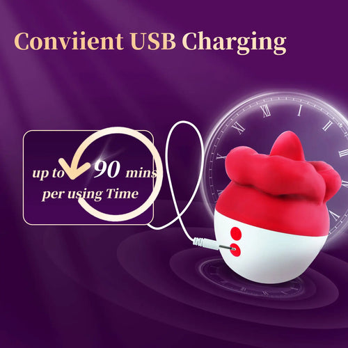 2 in 1 Rose Sex Toy with 10 Licking & Vibrating Modes, Mouth-shaped Clitoral Nipple Vibrators for Women Pleasure