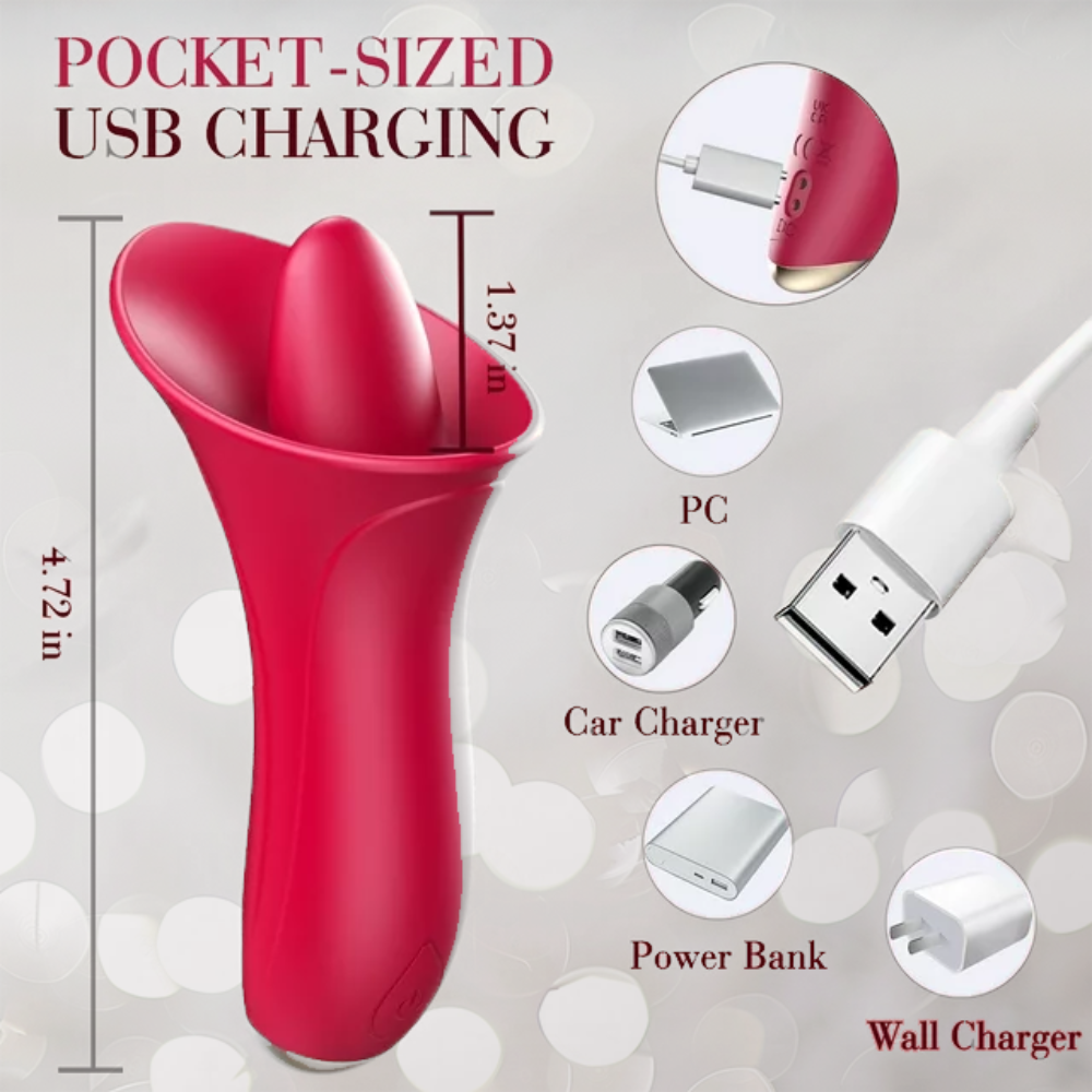 Clitoral Licking Rose Vibrator Sex Toys for Women Clit Nipple Massager with 7 Wiggling & Vibration Modes