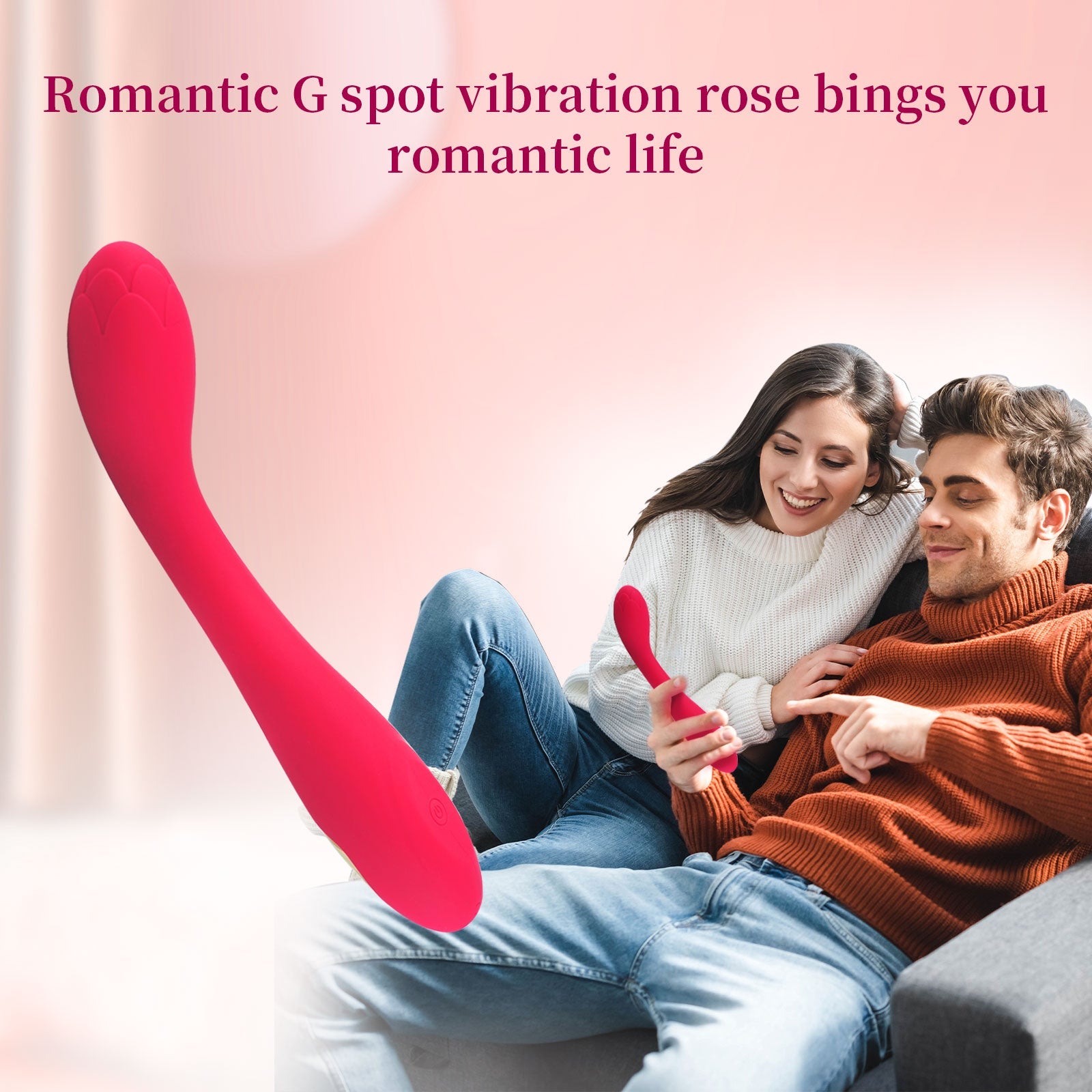 G Spot Rose Vibrator,  Beginners Small Slim Vibrator Wand Rose Sex Toy for Women, Clitoral Stimulator with 10 Vibration Modes