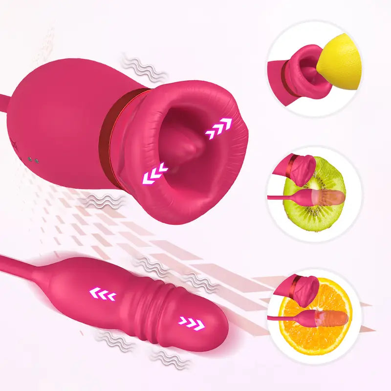 Sucking & Licking Sex Toys for Women Rose Vibrators Mouth Sucking Stimulation with 10 Tongue