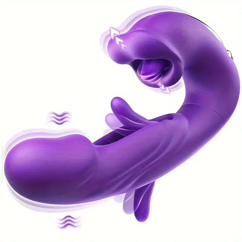 3-in-1 Thrusting Vibrator Sex Toys: 7 Slaps, 7 Vibrations, 5 Tongue Licks and Sucks, G-spot Stimulation with Nipple and Anal Stimulation Functions