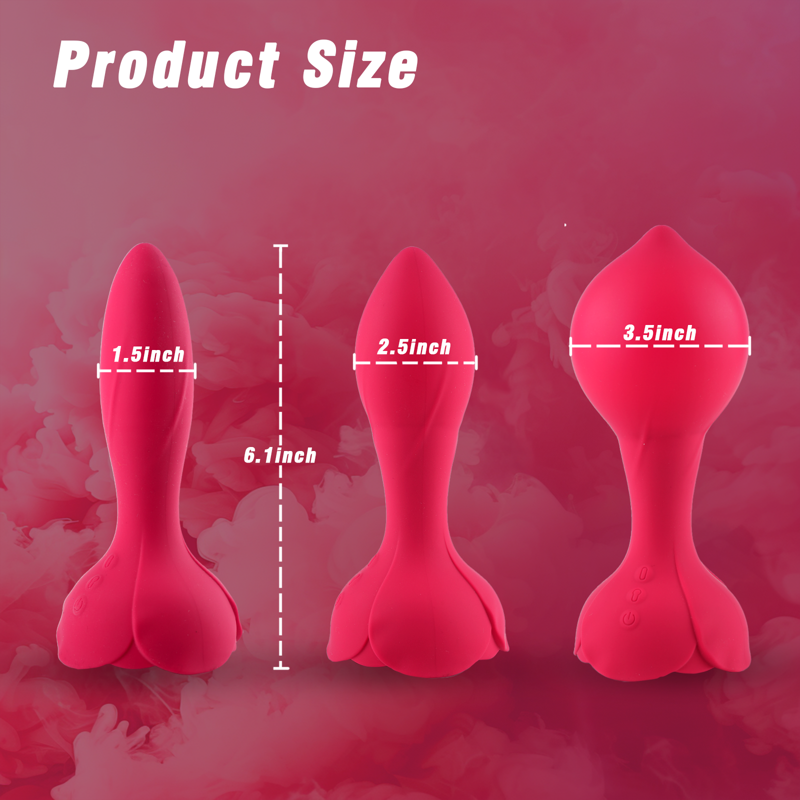 Vibrating Rose Butt Plug for Adults - Inflatable Anal Plug with Automatic Inflation and 10 Vibrating Modes