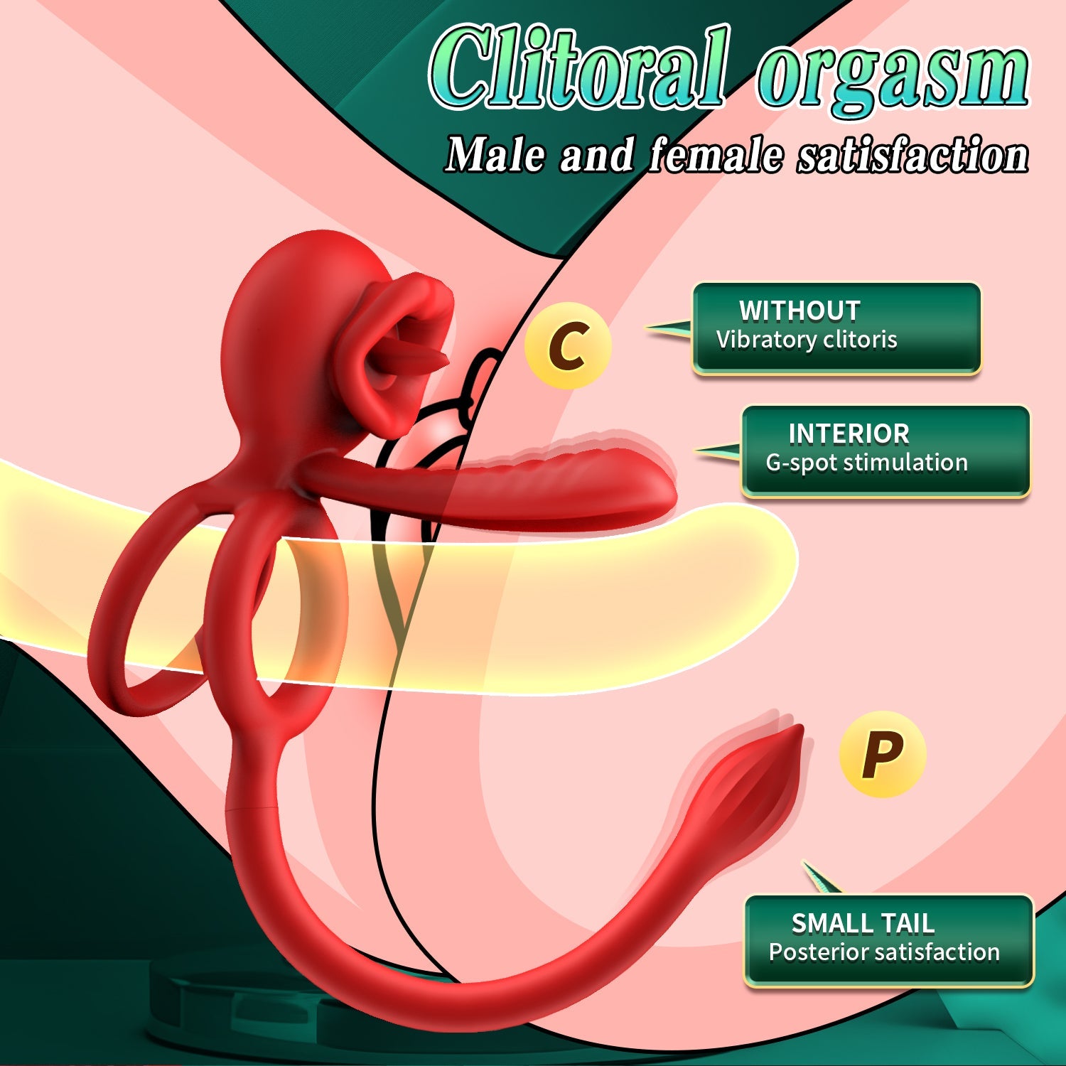 Cock Ring Penis Sleeve with Licking Mouth Clitoral Stimulator, Penis Ring Vibrator Couples Adult Sex Toys for Men Women