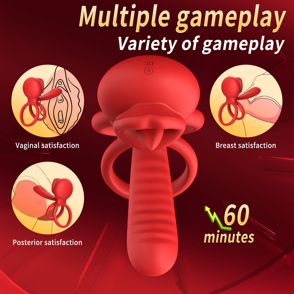 Cock Ring Penis Ring Vibrator Two Point Earthquake 9 vibrating tongue licking penis Longer Harder Stronger Erection