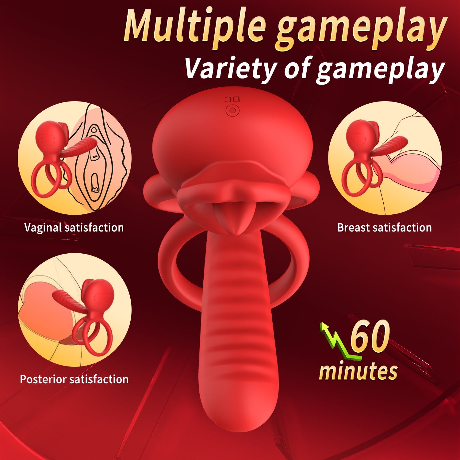 Cock Ring Penis Ring Vibrator Two Point Earthquake 9 vibrating tongue licking penis Longer Harder Stronger Erection