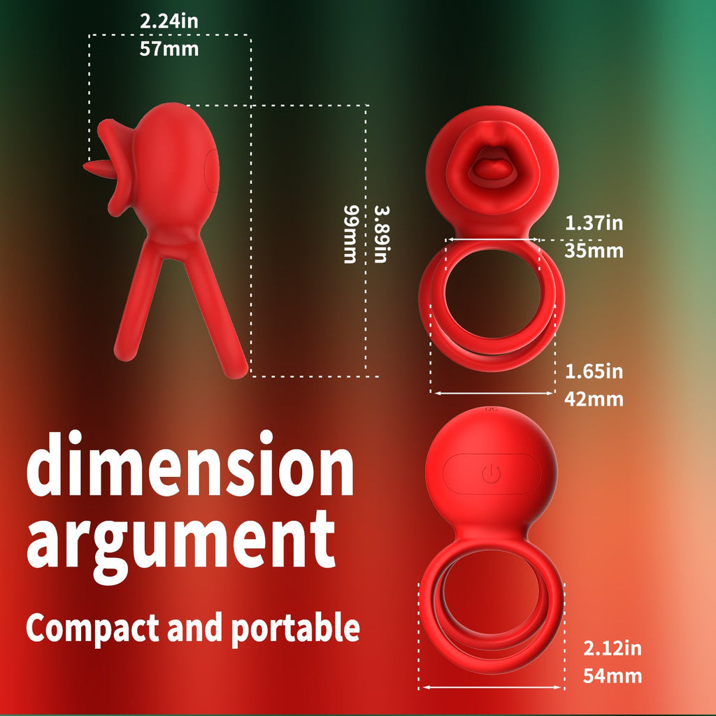 Cock Rings Clitoral Stimulator with Licking Mouth Pleasure, 9 Vibrations for Male Female