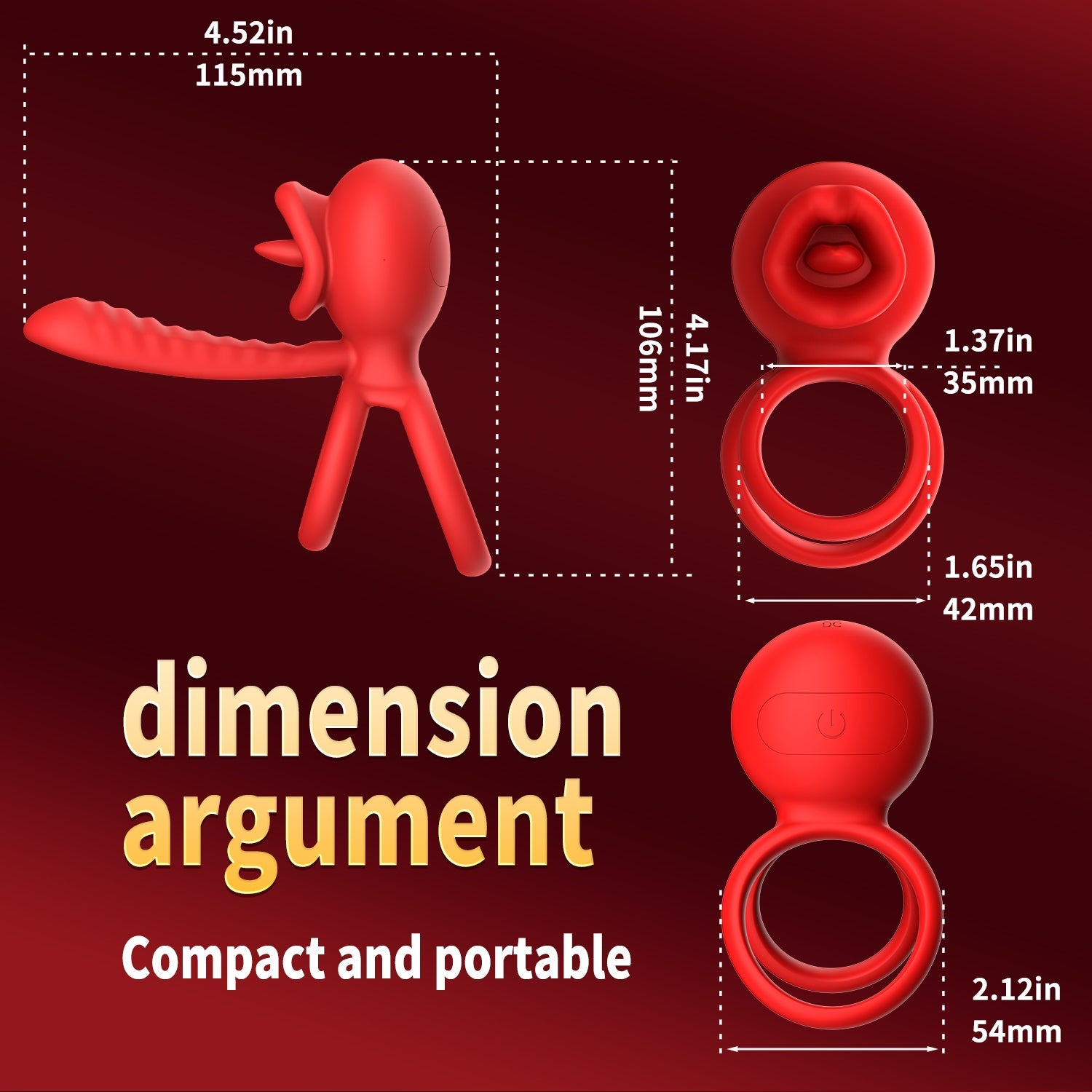 Cock Ring Penis Ring Vibrator Two Point Earthquake 9 vibrating tongue licking penis Longer Harder Stronger Erection