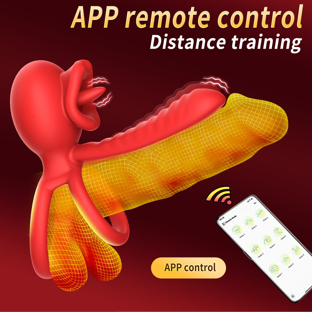 Cock Ring Penis Ring Vibrator Two Point Earthquake 9 vibrating tongue licking penis Longer Harder Stronger Erection