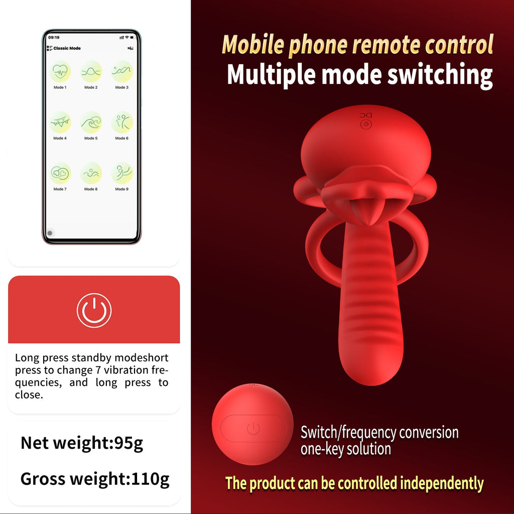 Cock Ring Penis Ring Vibrator Two Point Earthquake 9 vibrating tongue licking penis Longer Harder Stronger Erection