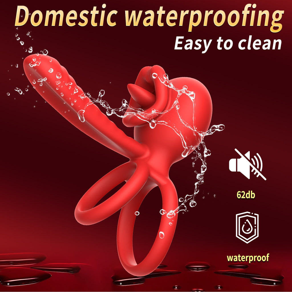 Cock Ring Penis Ring Vibrator Two Point Earthquake 9 vibrating tongue licking penis Longer Harder Stronger Erection