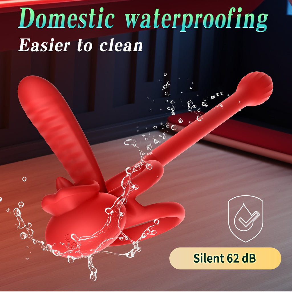 Cock Ring Penis Sleeve with Licking Mouth Clitoral Stimulator, Penis Ring Vibrator Couples Adult Sex Toys for Men Women