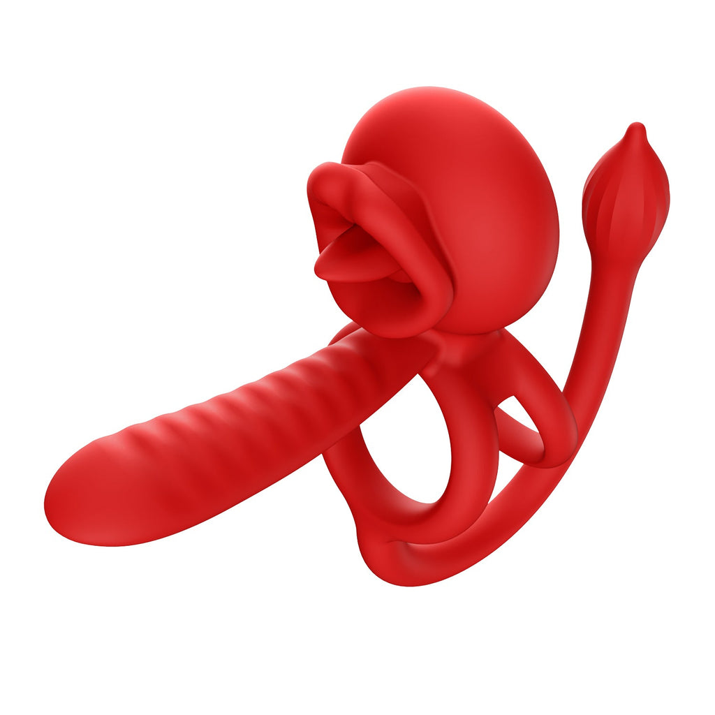 Cock Ring Penis Sleeve with Licking Mouth Clitoral Stimulator, Penis Ring Vibrator Couples Adult Sex Toys for Men Women