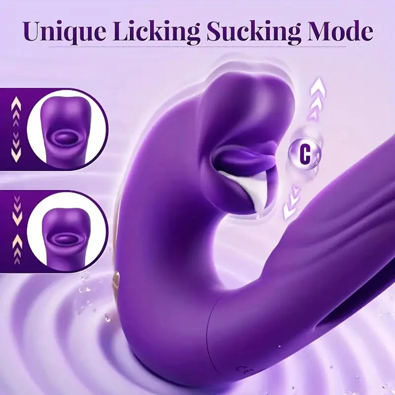 3-in-1 Thrusting Vibrator Sex Toys: 7 Slaps, 7 Vibrations, 5 Tongue Licks and Sucks, G-spot Stimulation with Nipple and Anal Stimulation Functions
