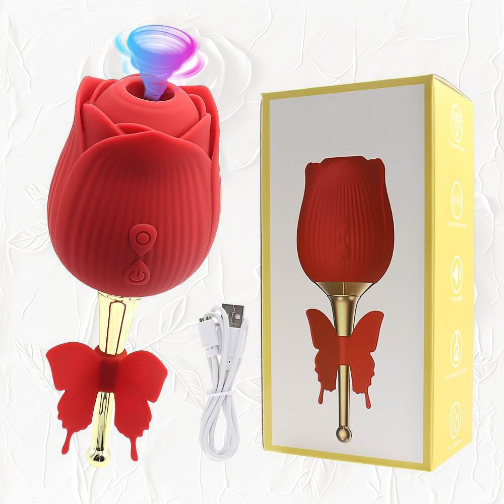 Butterfly Rose Sex Toy with High-frequency Vibrating & Sucking for Clitoral Nipples Stimulation 10 Modes