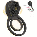 Rose Vibrating Cock Ring with Clitoral Stimulator, Penis Sleeve for G Spot Clitoris Penis Stimulation, 9 Vibrations