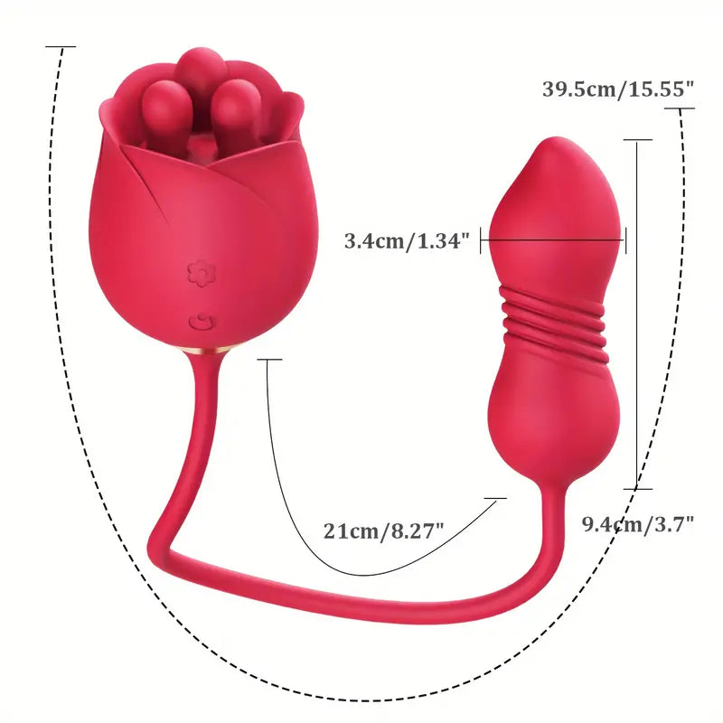 3 in1 Rose Sex Toys G spot Vibrator Sex Stimulator for Women with 9 Vibrating Thrusting Modes, 3 Rotating Tongues for Clit Licking