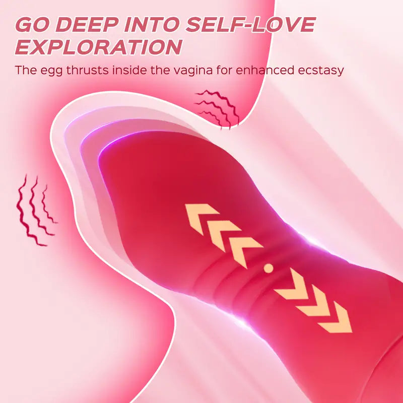 3 in1 Rose Sex Toys G spot Vibrator Sex Stimulator for Women with 9 Vibrating Thrusting Modes, 3 Rotating Tongues for Clit Licking