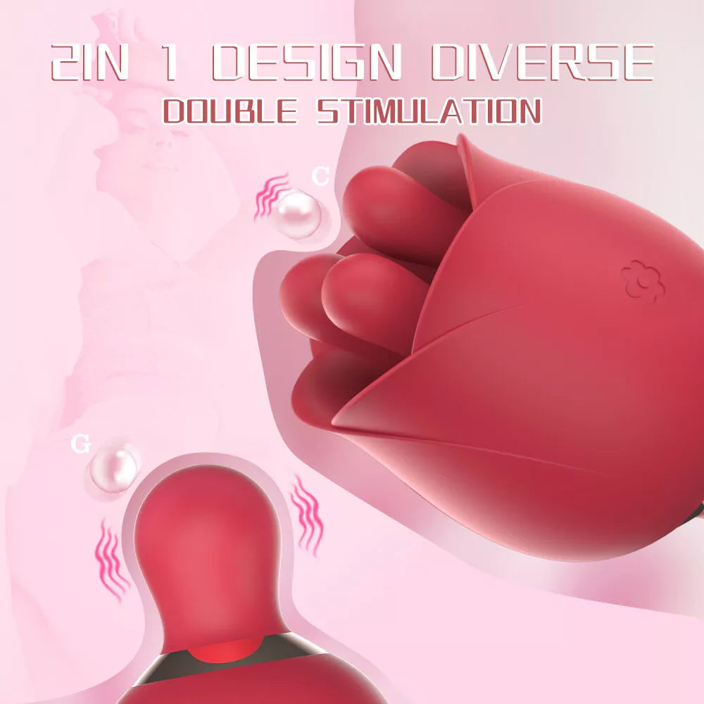 Multi-speed Clit Vibrator Sucking G-spot Dildo Rose Adult Sex Toys For Women