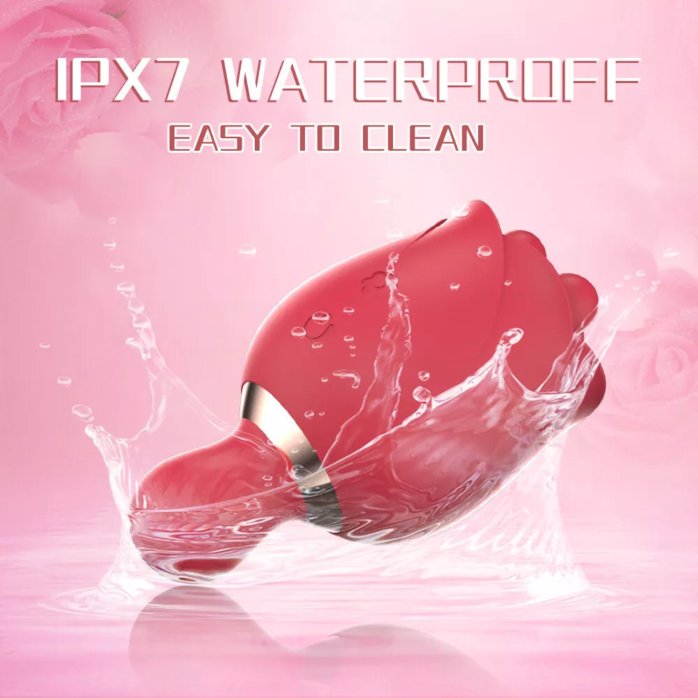 Multi-speed Clit Vibrator Sucking G-spot Dildo Rose Adult Sex Toys For Women