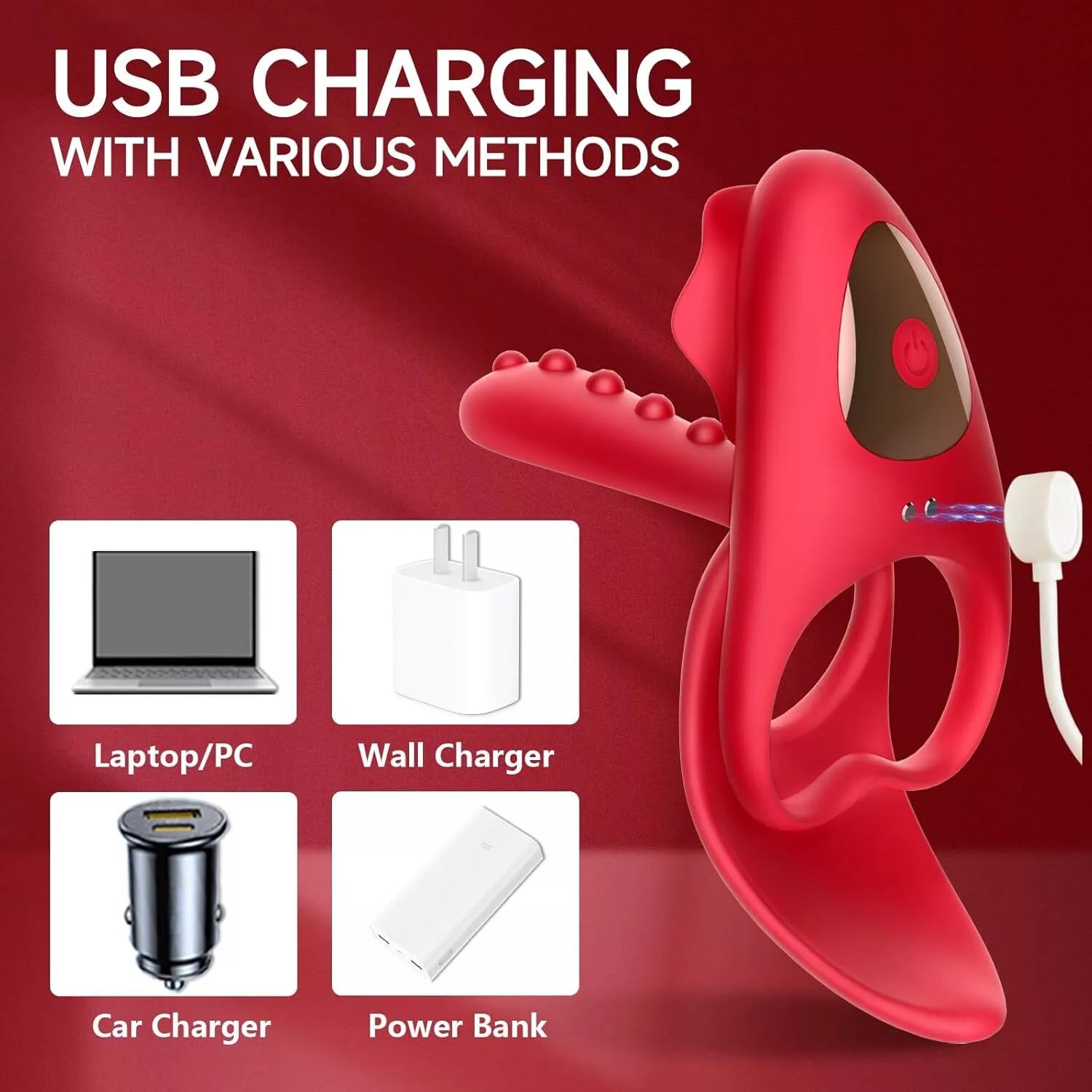 Rose Stimulation Tongue Sex Toys with Vibrating Cock Ring for Men,10 Modes