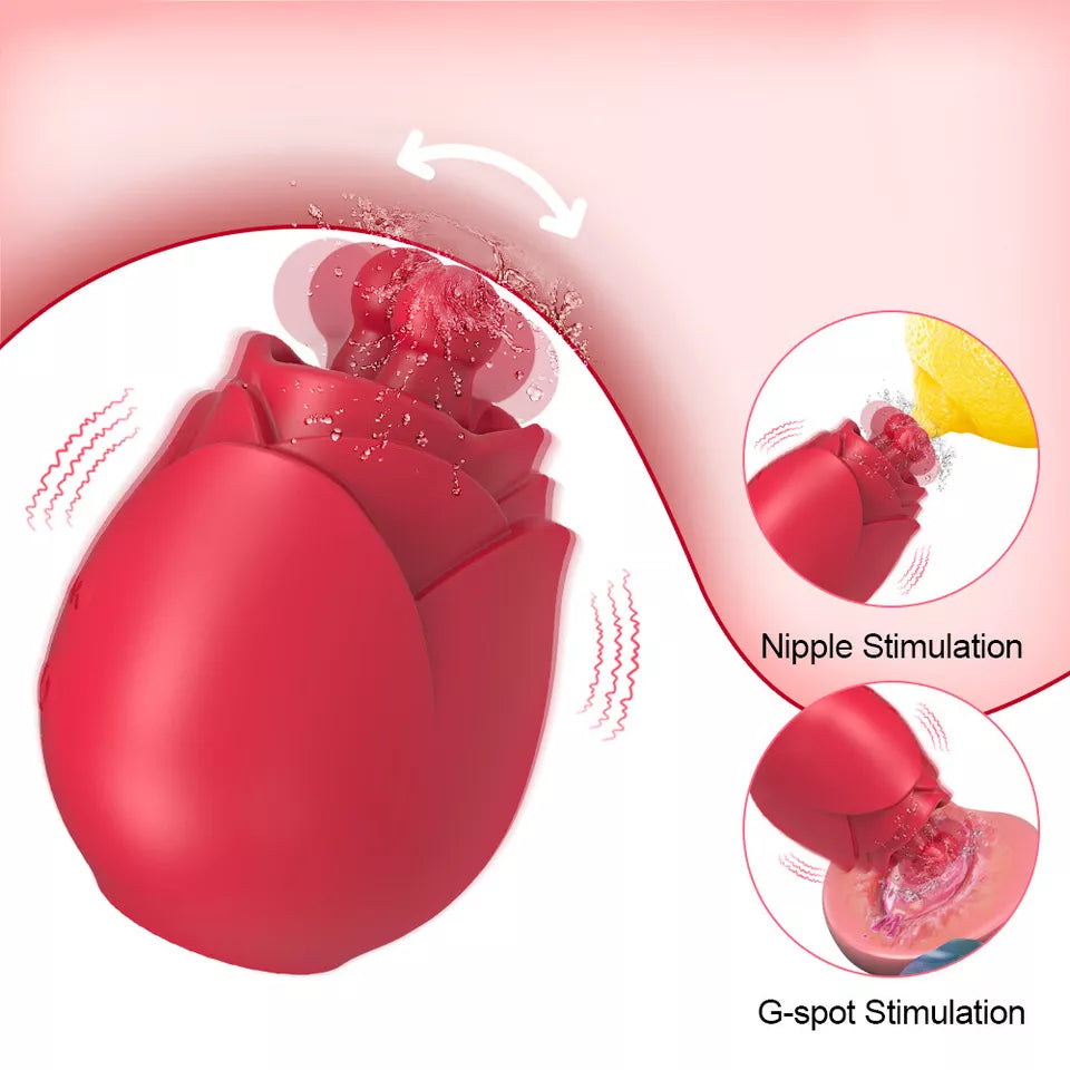 Rose Sucking Thrusting G-spot Vibrator Dildo Clit Massager Sex Toys for Women