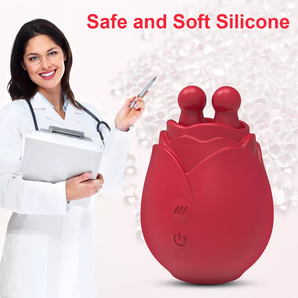 Rose Sucking Thrusting G-spot Vibrator Dildo Clit Massager Sex Toys for Women