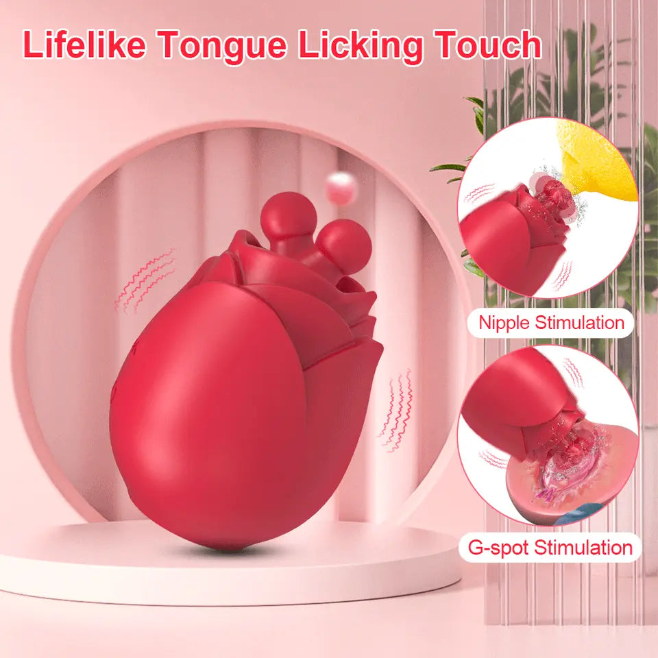 Rose Sucking Thrusting G-spot Vibrator Dildo Clit Massager Sex Toys for Women